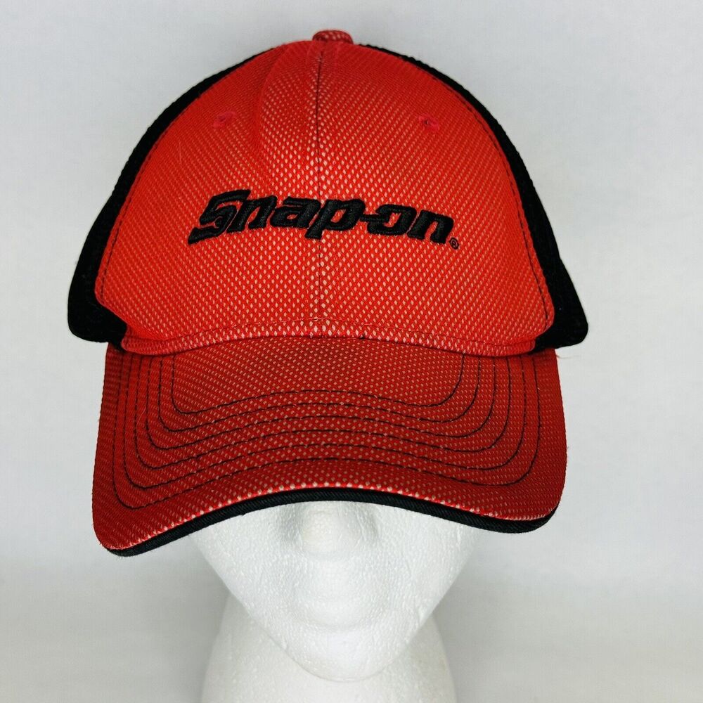 Snap-On Tools‎ Adjustable Strap Back Red Black Mesh Overlay Cap Hat
